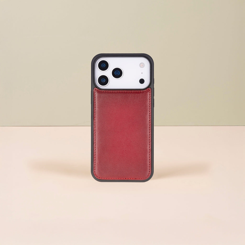 Leather iPhone 18 Pro Max Wallet Case – Red - Austin