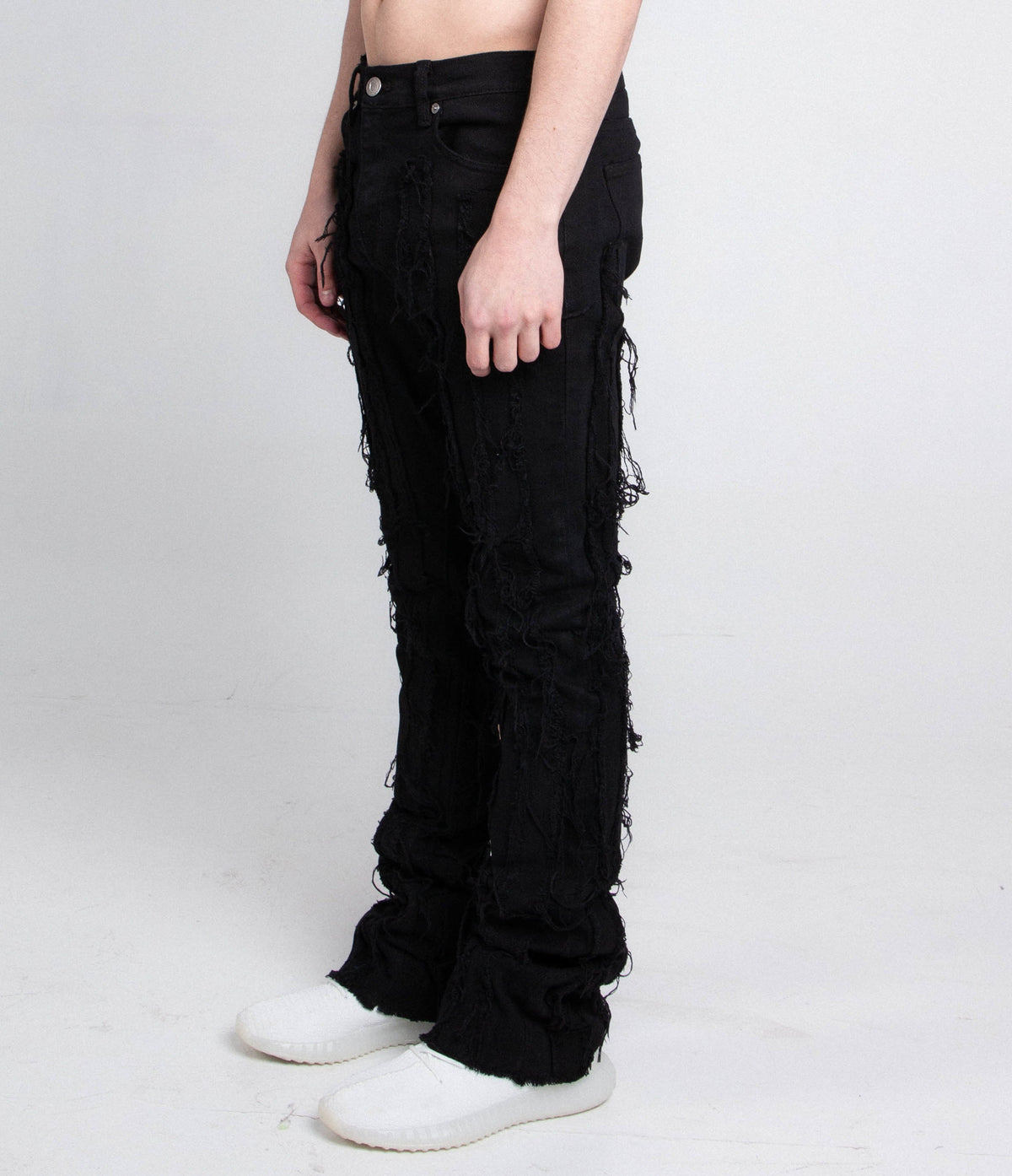 AJ672SK VERTICAL FRAYED STACKED JEANS