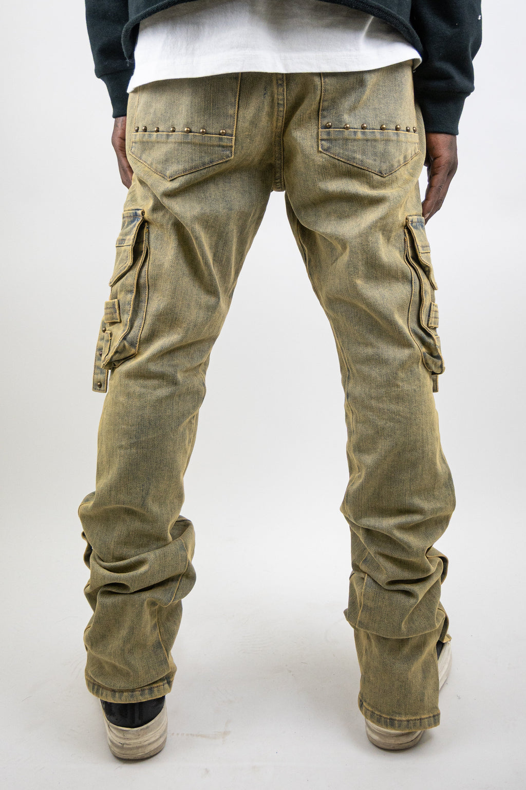 RM207SK -Studded Stacked Cargo Jeans